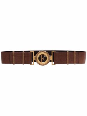 Gianfranco Ferré Pre-Owned 1990s cut-out logo buckle leather belt - Brown