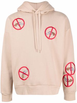DUOltd embroidered-patch hoodie - Neutrals