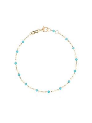 Rosa de la Cruz 18kt yellow gold turquoise-dot chain bracelet - BLUE