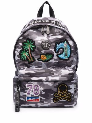 Philipp Plein all-over mixed-patches backpack - White
