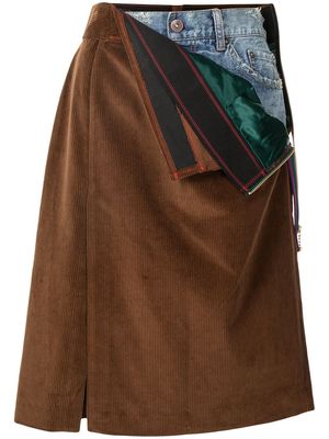 Kolor layered A-line skirt - Brown
