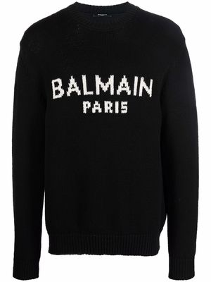 Balmain logo-print knitted jumper - Black