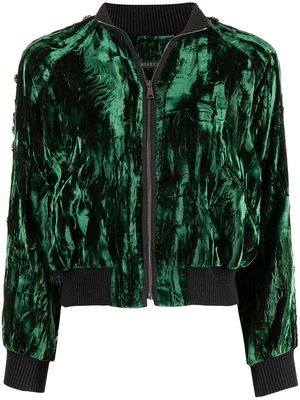 SHIATZY CHEN beading embellished velvet bomber jacket - Green