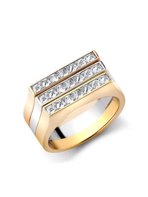 Pragnell 18kt gold diamond three row RockChic ring