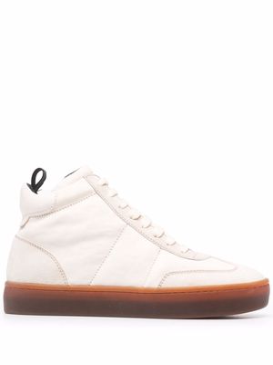 Officine Creative Kombined high-top leather trainers - Neutrals