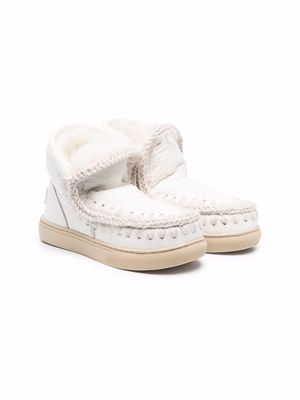 Mou Kids whipstitch-detail boots - White