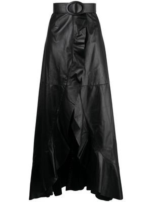 Costarellos high-waisted asymmetric leather skirt - Black