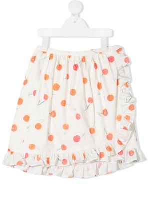 Bonpoint orange-print ruffle-trim skirt - White