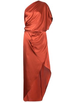 Michelle Mason draped silk midi dress - Orange