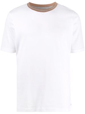 Eleventy regular-fit contrasting-neck T-shirt - White