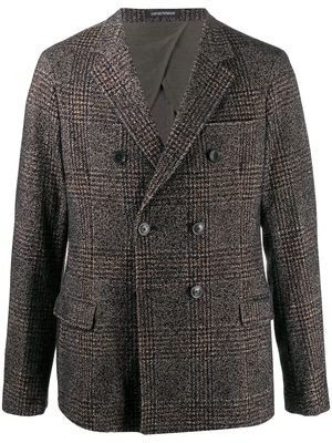 Emporio Armani tartan check blazer jacket - Brown