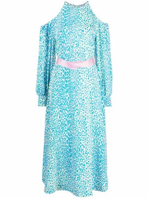 Stella McCartney leopard-print belted dress - Blue