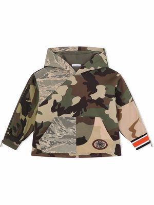 Dolce & Gabbana Kids patchwork camouflage hoodie - Brown