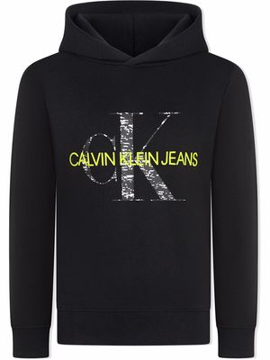 Calvin Klein Kids logo-print pullover hoodie - Black