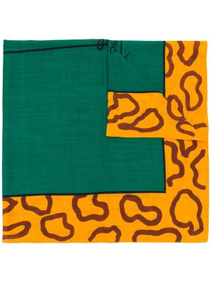 JC de Castelbajac Pre-Owned 1980s leopard-print detail wool scarf - Green