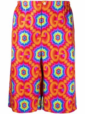 Gucci GG kaleidoscope silk shorts - Orange