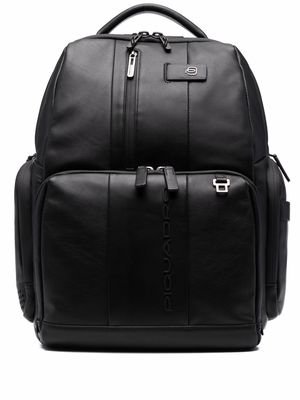 PIQUADRO logo-embossed backpack - Black