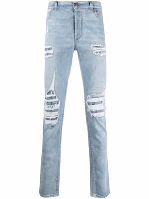 Balmain distressed straight-leg jeans - Blue