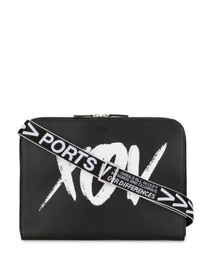 Ports V graphic-print laptop bag - Black
