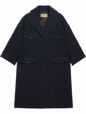 Gucci single-breasted tweed bouclé coat - Blue