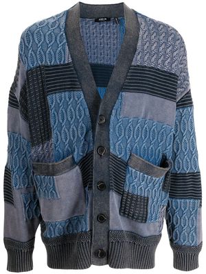 FIVE CM patchwork cotton cardigan - Blue