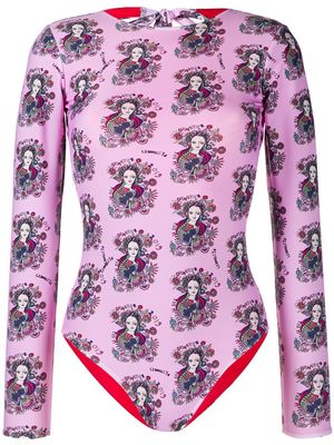 La DoubleJ printed longsleeve swimsuit - Pink