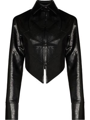 Aleksandre Akhalkatsishvili cropped faux-leather jacket - Black