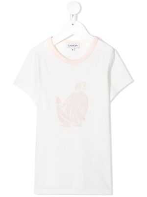LANVIN Enfant glittery logo short-sleeve T-shirt - White