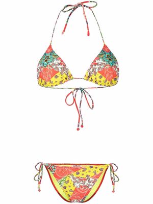 ETRO paisley-print triangle bikini - Red