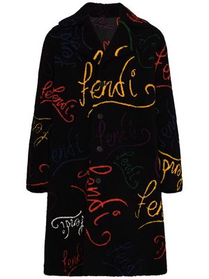 Fendi x Noel Fielding logo-lettering coat - Black