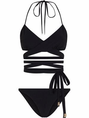 Dolce & Gabbana crossover strap tie-detail bikini - Black