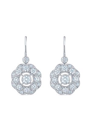 KWIAT 18kt white gold diamond Splendor layered cluster drop earrings - Silver