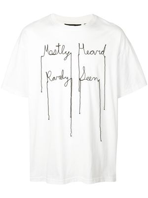 Mostly Heard Rarely Seen yarn sketch branded T-shirt - White