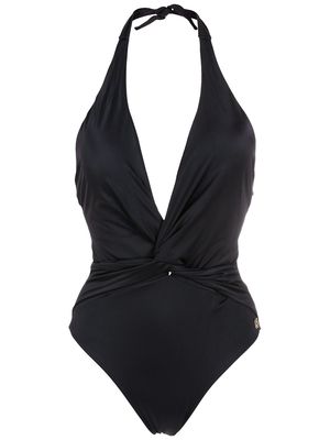 Brigitte twist-detail halterneck swimsuit - Black