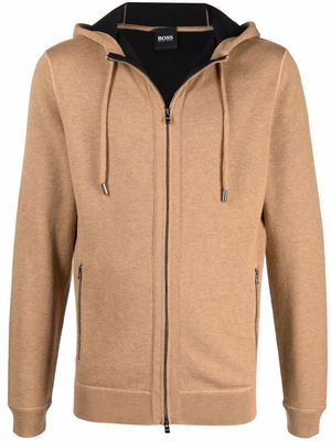 Boss Hugo Boss zipped drawstring hoodie - Neutrals