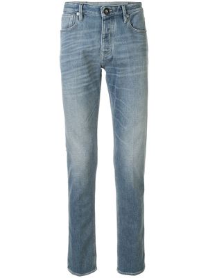 Emporio Armani stonewashed straight-leg jeans - Blue