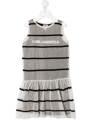 Karl Lagerfeld Kids striped jersey-knit layered dress - White