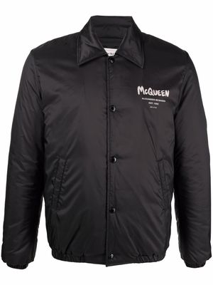 Alexander McQueen logo-print bomber jacket - Black