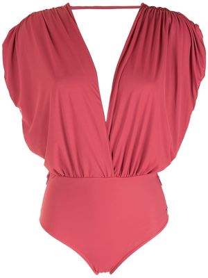 Brigitte draped V-neck swimsuit - Pink