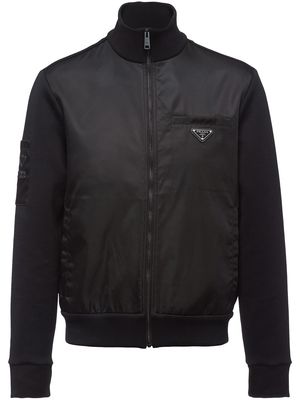 Prada logo-plaque bomber jacket - Black