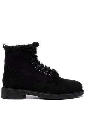12 STOREEZ shearling lace-up boots - Black