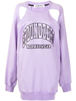 Ground Zero logo-embroidered cut-out sweatshirt - Purple