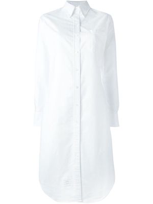 Thom Browne Long Sleeve Button Down Knee Length Shirtdress In Oxford - White