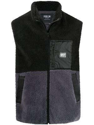 FIVE CM panelled mix-fabric vest - Black