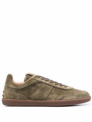 Tod's panelled logo-embossed low-top sneakers - Green