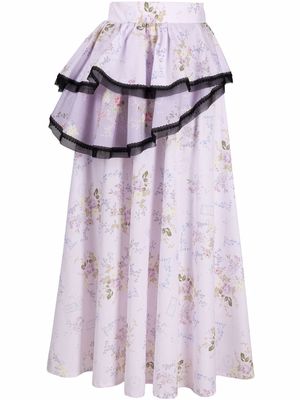 Ulyana Sergeenko asymmetric floral-print skirt - Pink