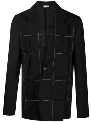 Comme Des Garçons Homme Plus contrast stitch asymmetric blazer - Black