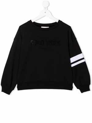 Monnalisa side-stripe cotton sweatshirt - Black