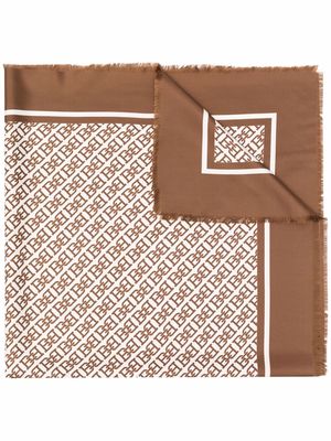 Bally monogram-print silk scarf - Brown
