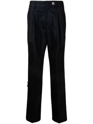 MSGM embroidered-logo straight-leg trousers - Blue
